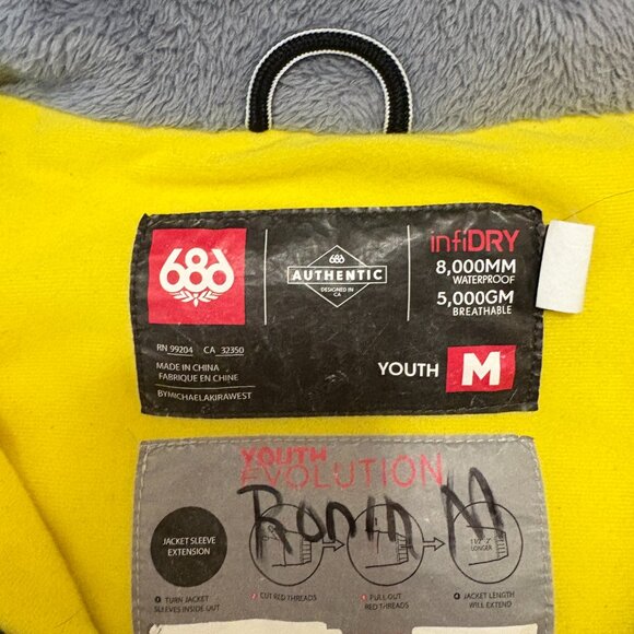 686 infiDry Jacket Waterproof Thermal Boy's Youth Medium Blue Grey Snowboard Ski - Picture 7 of 13